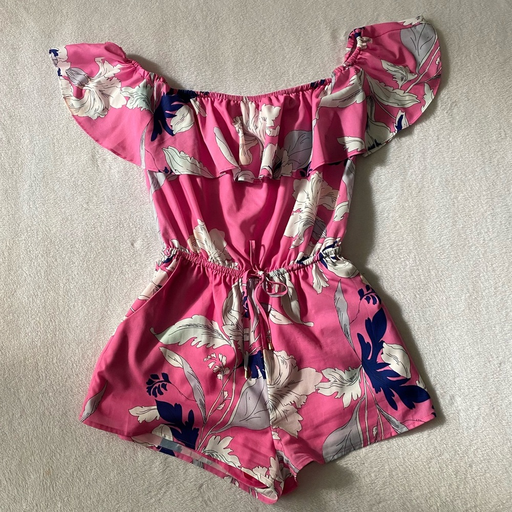 Pink Off The Shoulder Romper